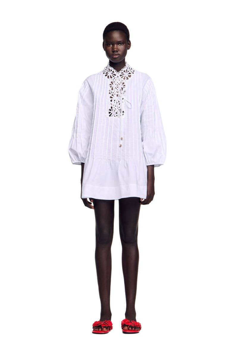 SANDRO Mini dress with lace detail, Alternate, color, 