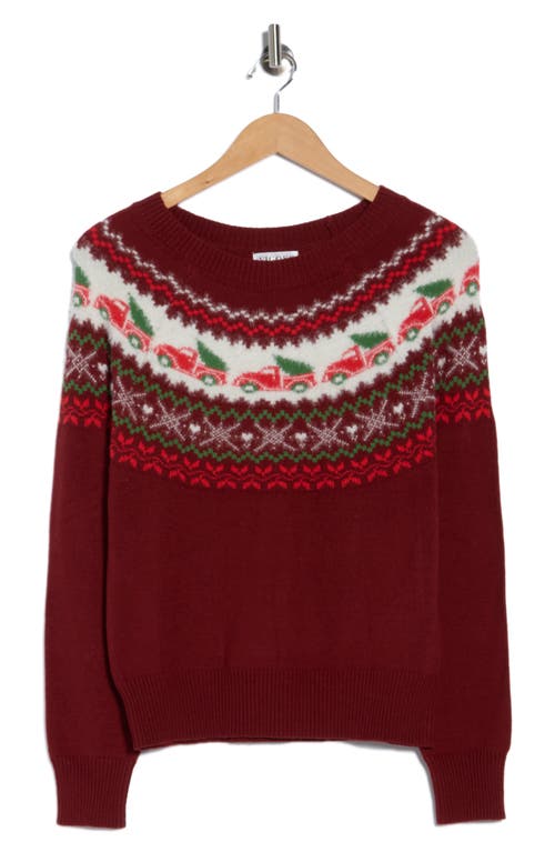 Vigoss Frosted Fair Isle Sweater In Red