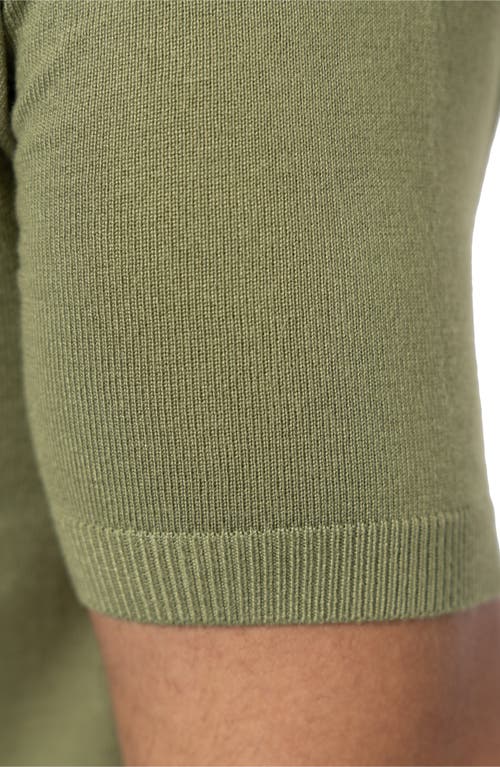 Spring + Mercer Textured Short Sleeve Button-up Sweater In Grass