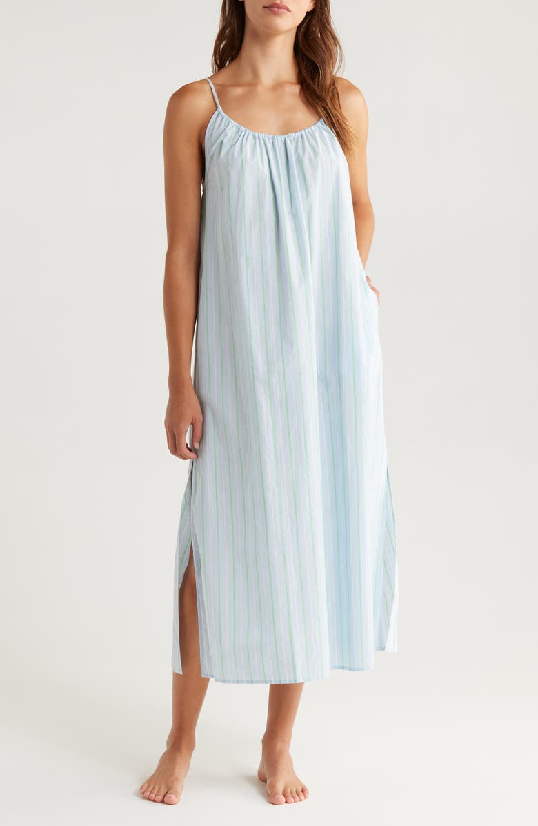Lunya Airy Cotton Nightgown, Main, color, Azure Stripe