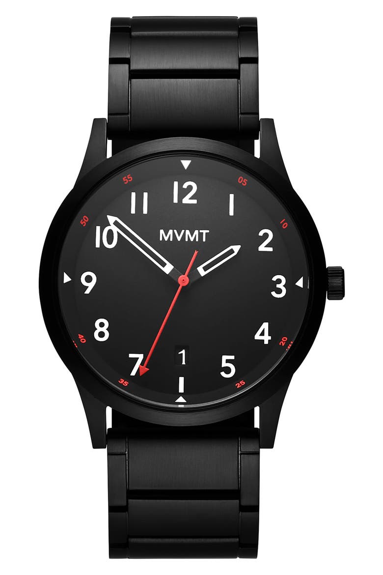 MVMT Field Bracelet Watch, 41mm, Main, color, BLACK