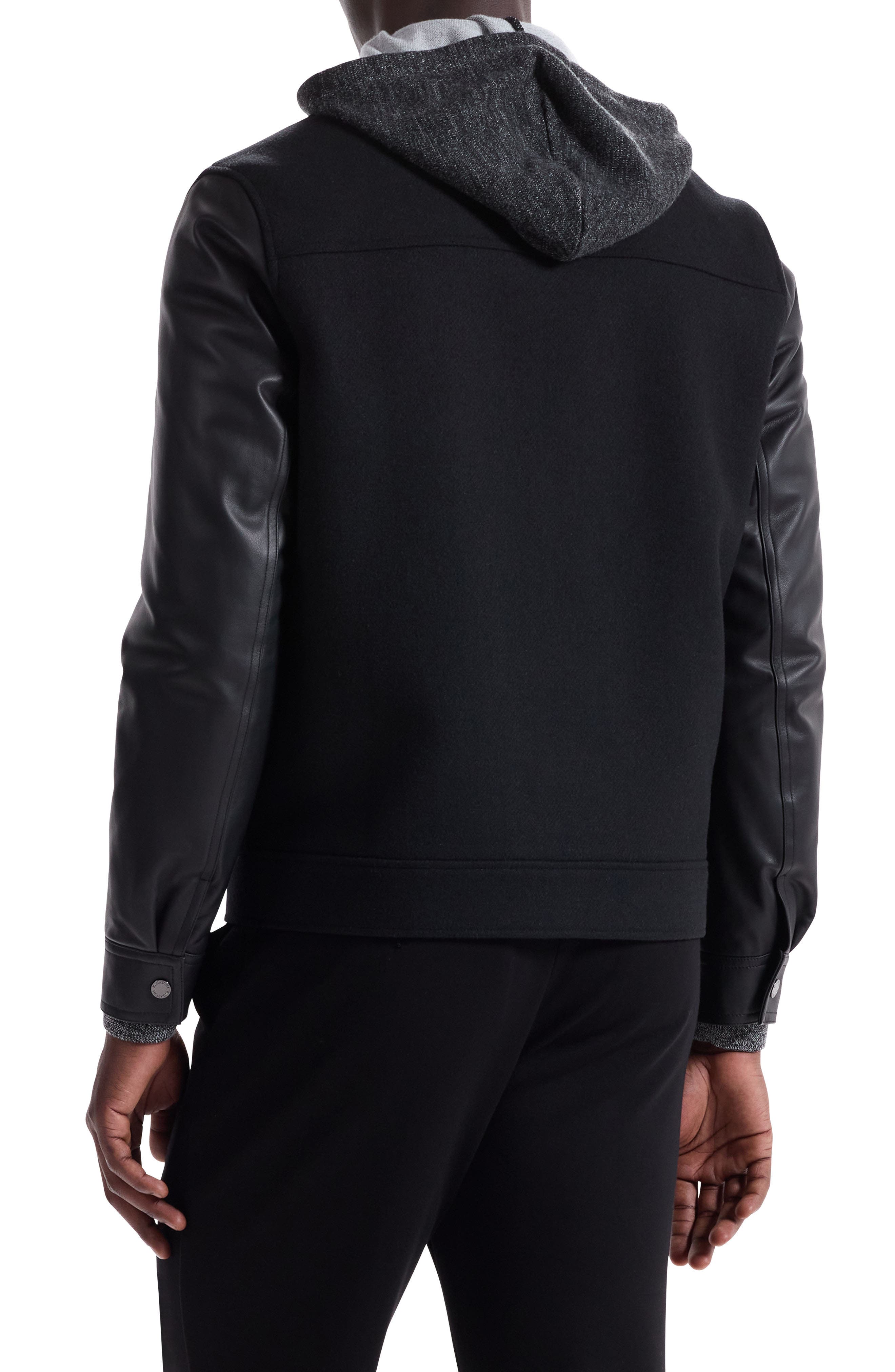Leather Sleeve Tweed Jacket - image 2