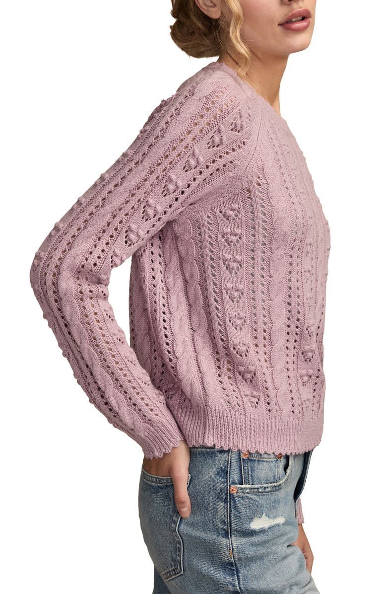 Lucky Brand Pointelle Sweater, Alternate, color, Dawn Pink