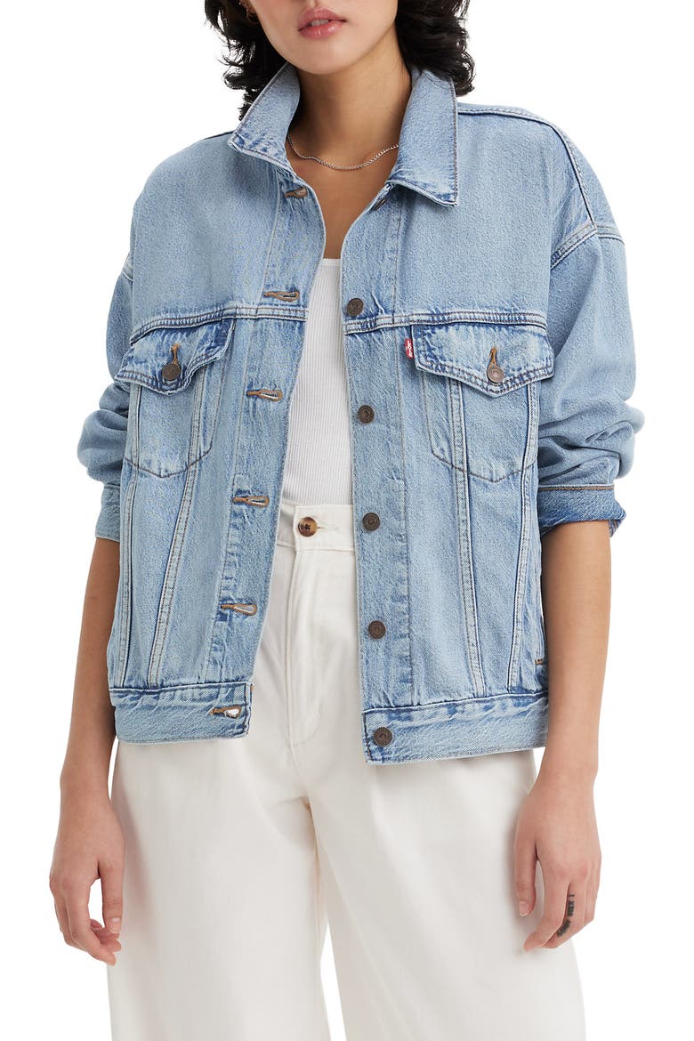 '90s Denim Trucker Jacket, Alternate, color, LIGHT THE WAY