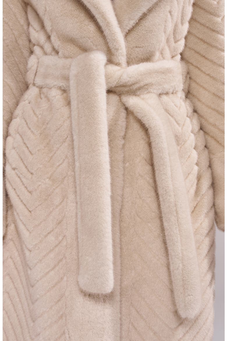 Veronica Chevron Faux Fur Jacket, Alternate, color, CREAM