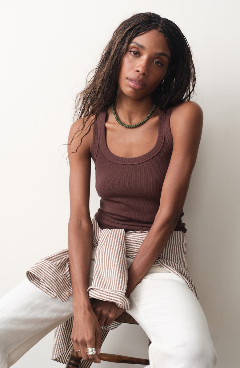 Marine Layer Lexi Sun-In Rib Tank, Alternate, color, Chocolate
