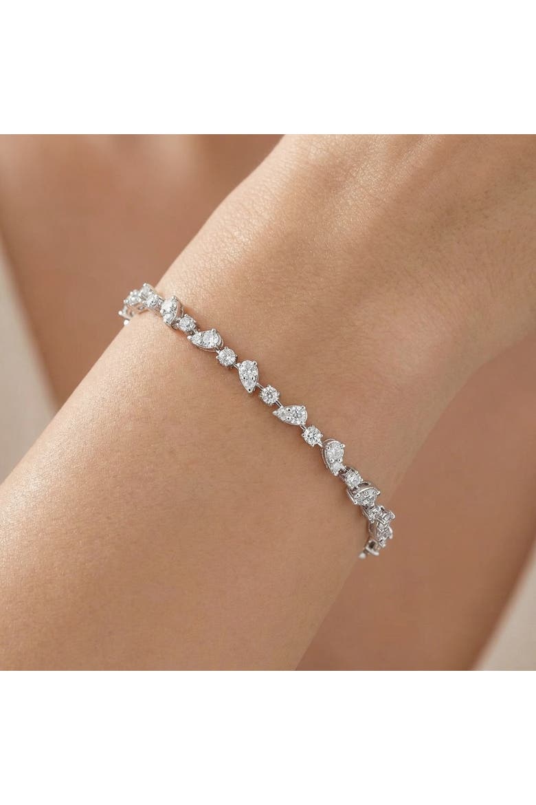 3.43Ct 14k Gold Diamond Pear Frame Tennis Bracelet 7" Women's Lab Grown, Alternate, color, 14k White Gold