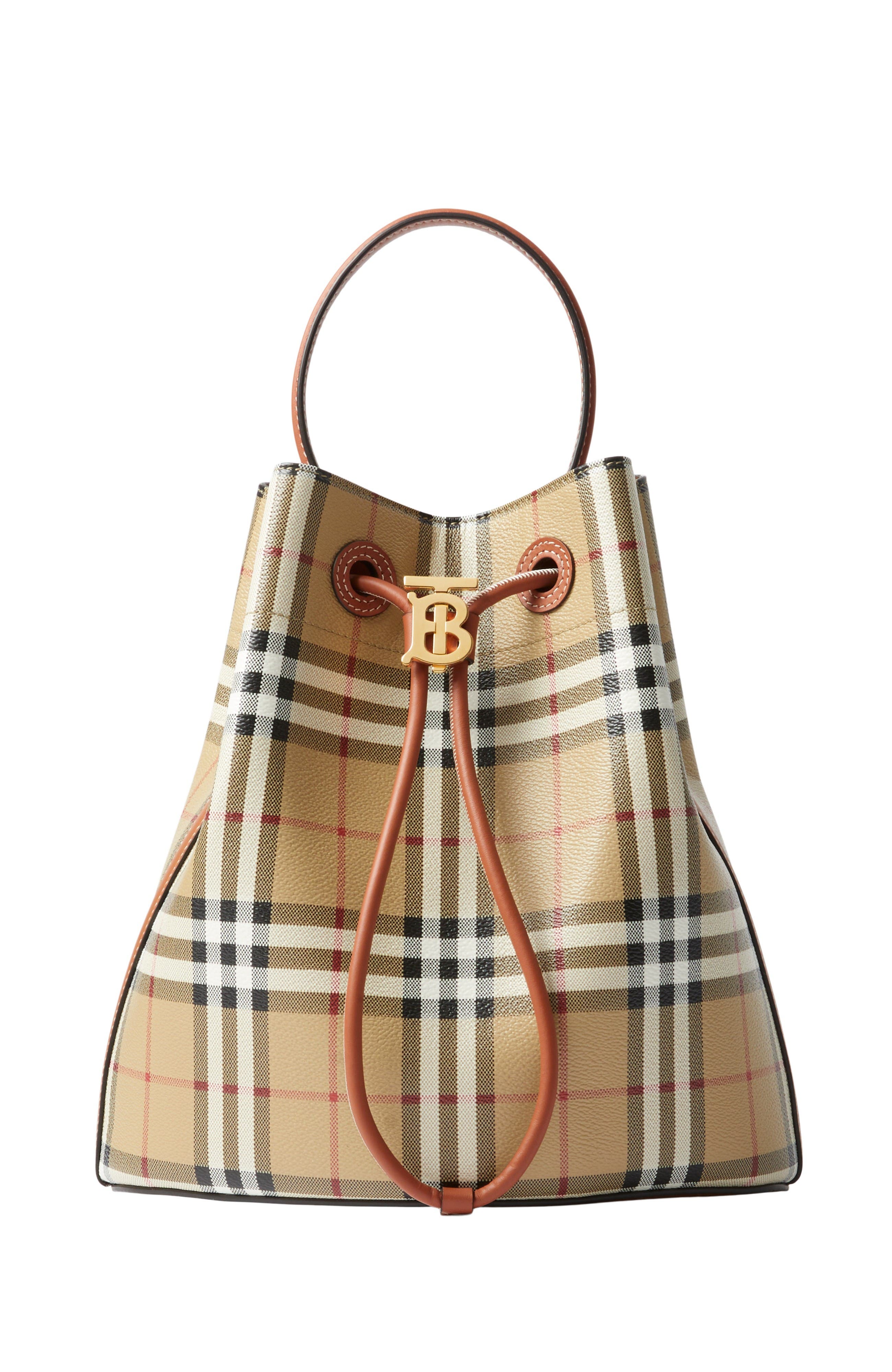 Burberry Small TB Bucket Bag, Main, color, Archive Beige/Briar Brown