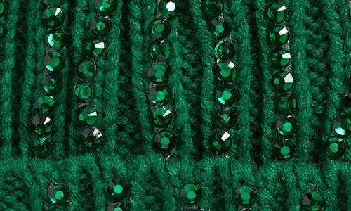 Natasha Stone Embellished Pompom Beanie In Green
