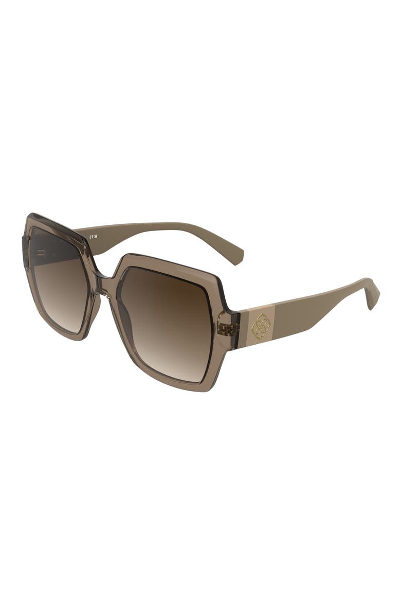 Dira 56mm Rectangle Sunglasses, Alternate, color, LIGHT BROWN