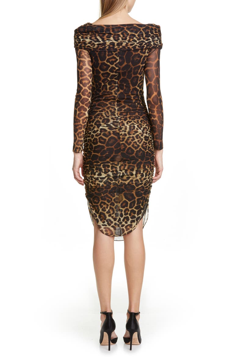Leopard Print Long Sleeve Cocktail Dress, Alternate, color, LEOPARD PRINT