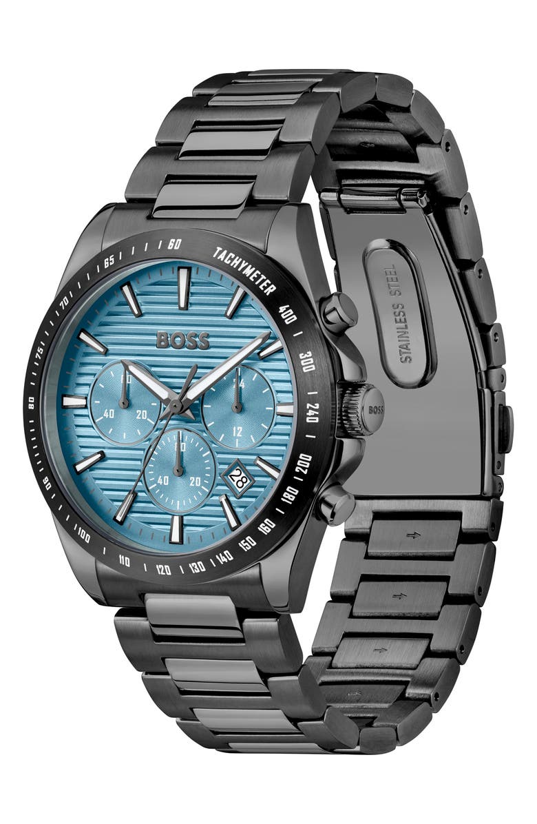 BOSS Strike Chronograph Bracelet Watch, 41mm, Alternate, color, Turquoise