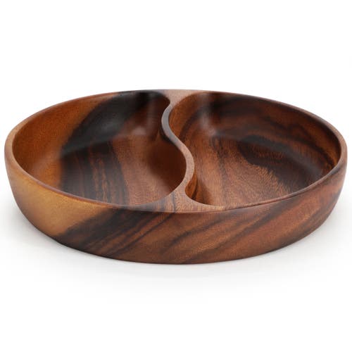 Megachef 10 Inch Acacia Wood Divided Serving Bowl In Brown