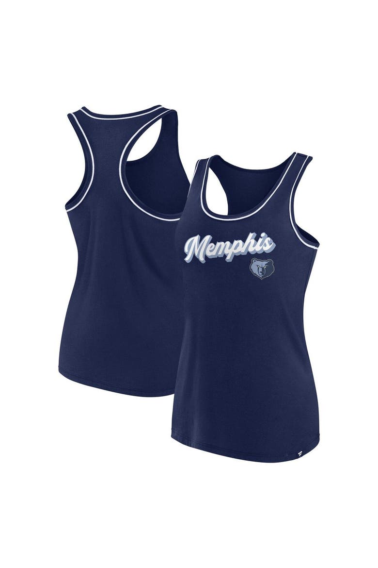 Women's Fanatics Branded Navy Memphis Grizzlies Wordmark Logo Racerback Tank Top, Main, color, Navy