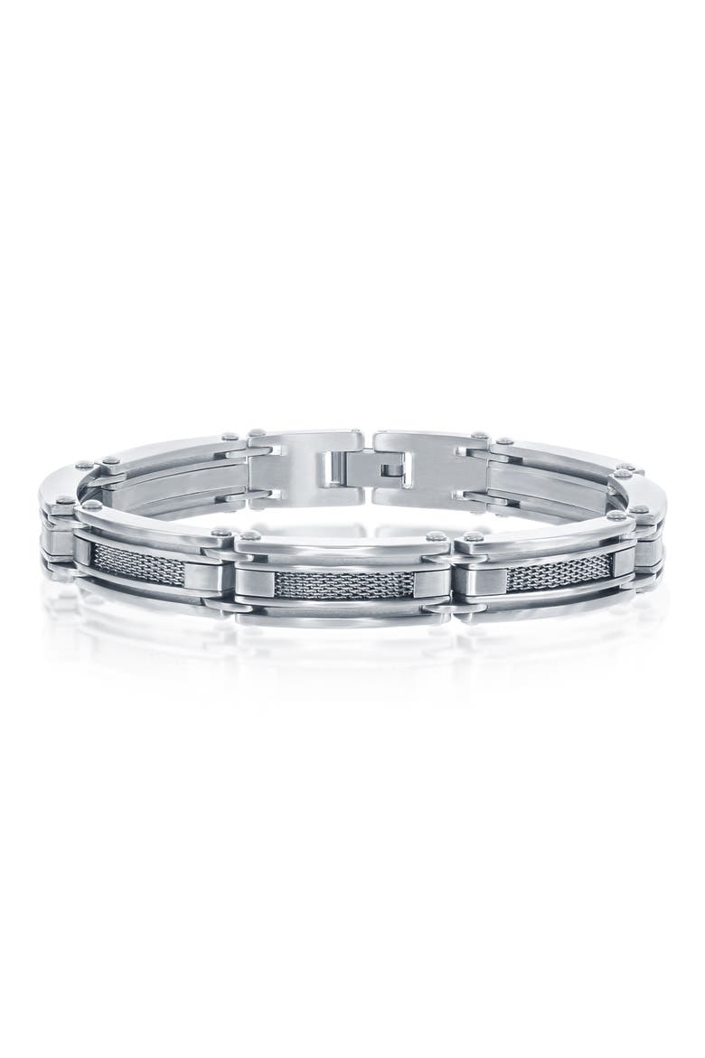 Matte & Polished Mesh Bracelet, Main, color, SILVER
