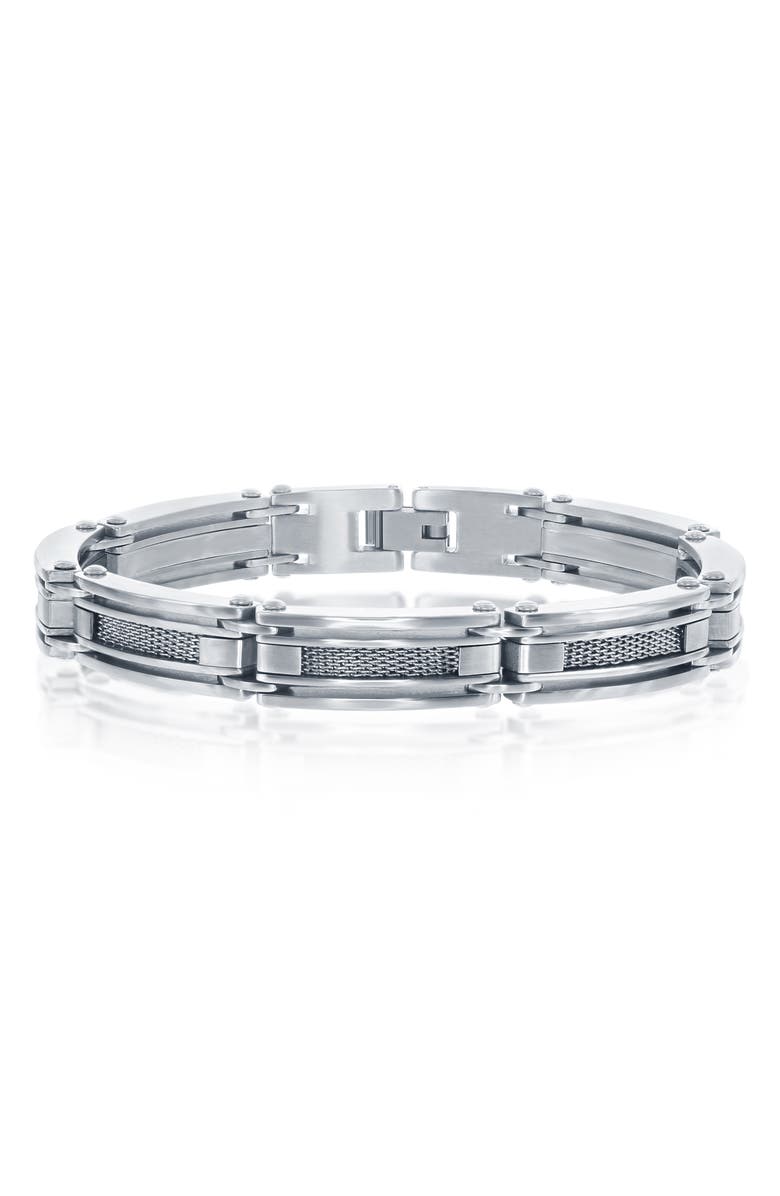 BLACKJACK Matte & Polished Mesh Bracelet, Main, color, Silver