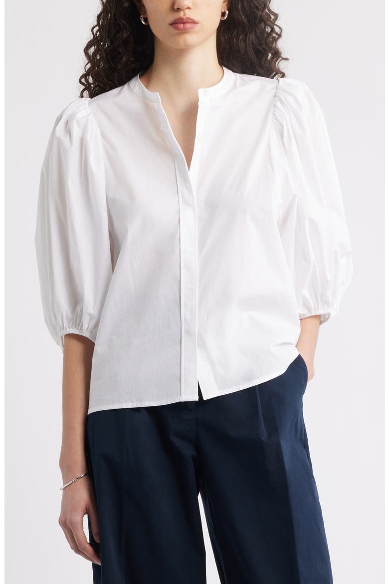 Puff Sleeve Shirt, Main, color, WHITE