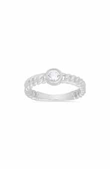 Queen Jewels Sterling Silver Bezel Set Curb Chain Ring