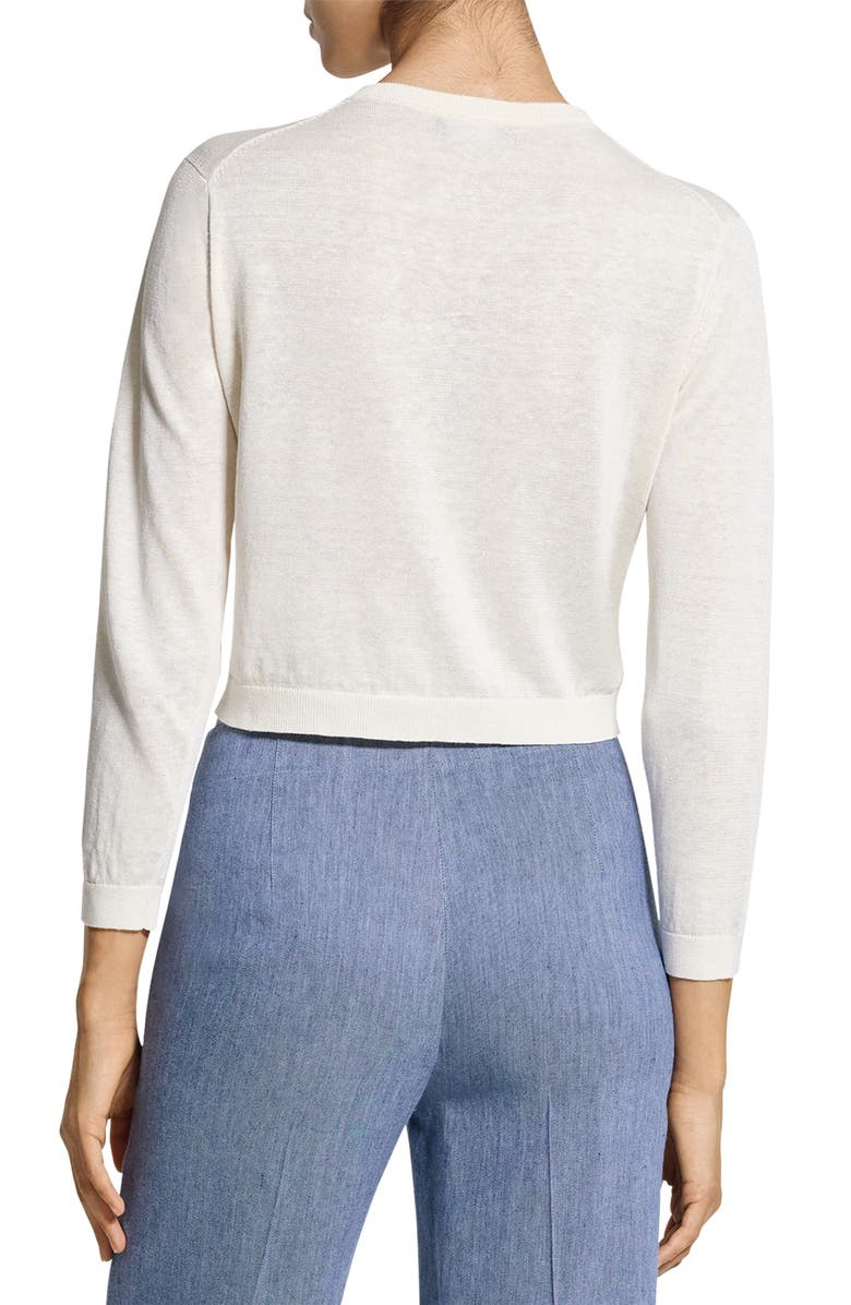 Theory Linen Blend Crop Cardigan, Alternate, color, Bone