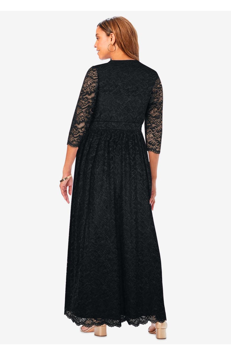 Jessica London Stretch Lace Maxi Dress, Alternate, color, Black
