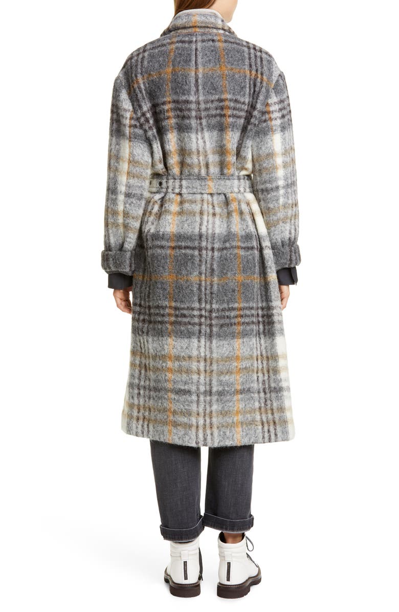 Brunello Cucinelli Plaid Trench Coat, Alternate, color, 