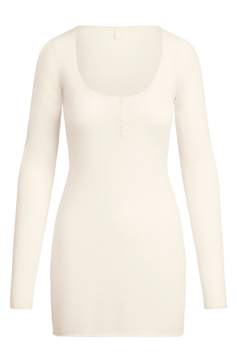 SKIMS Long Sleeve Cashmere Henley Minidress, Alternate, color, Egret