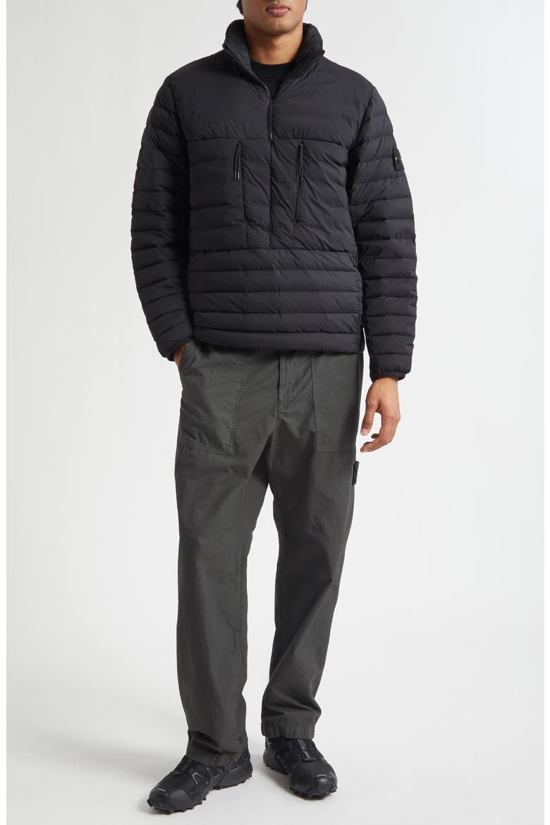 Half Zip Down Jacket, Alternate, color, BLACK
