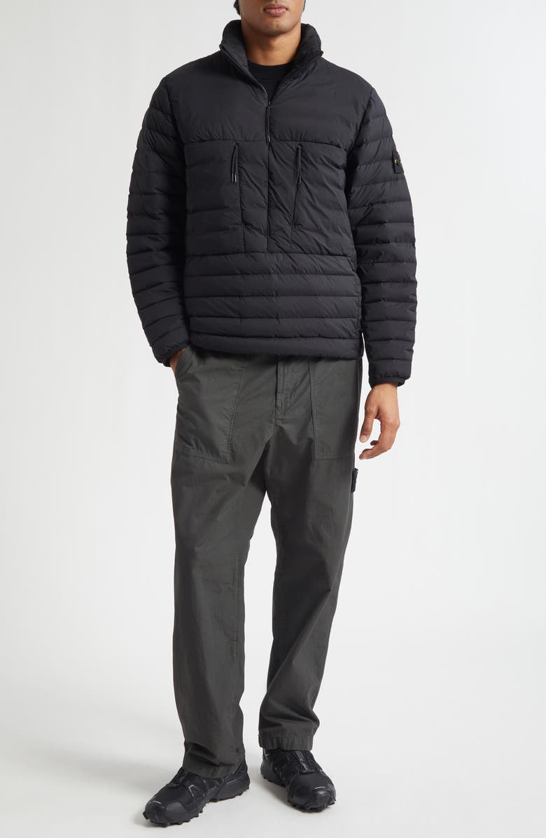 Stone Island Half Zip Down Jacket, Alternate, color, Black