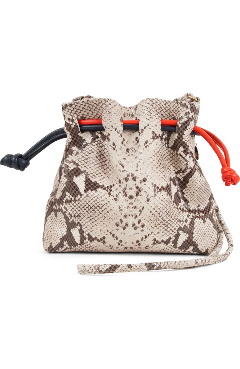 Clare V. Petite Henri Supreme Snakeskin Embossed Leather Bucket Bag, Main, color,