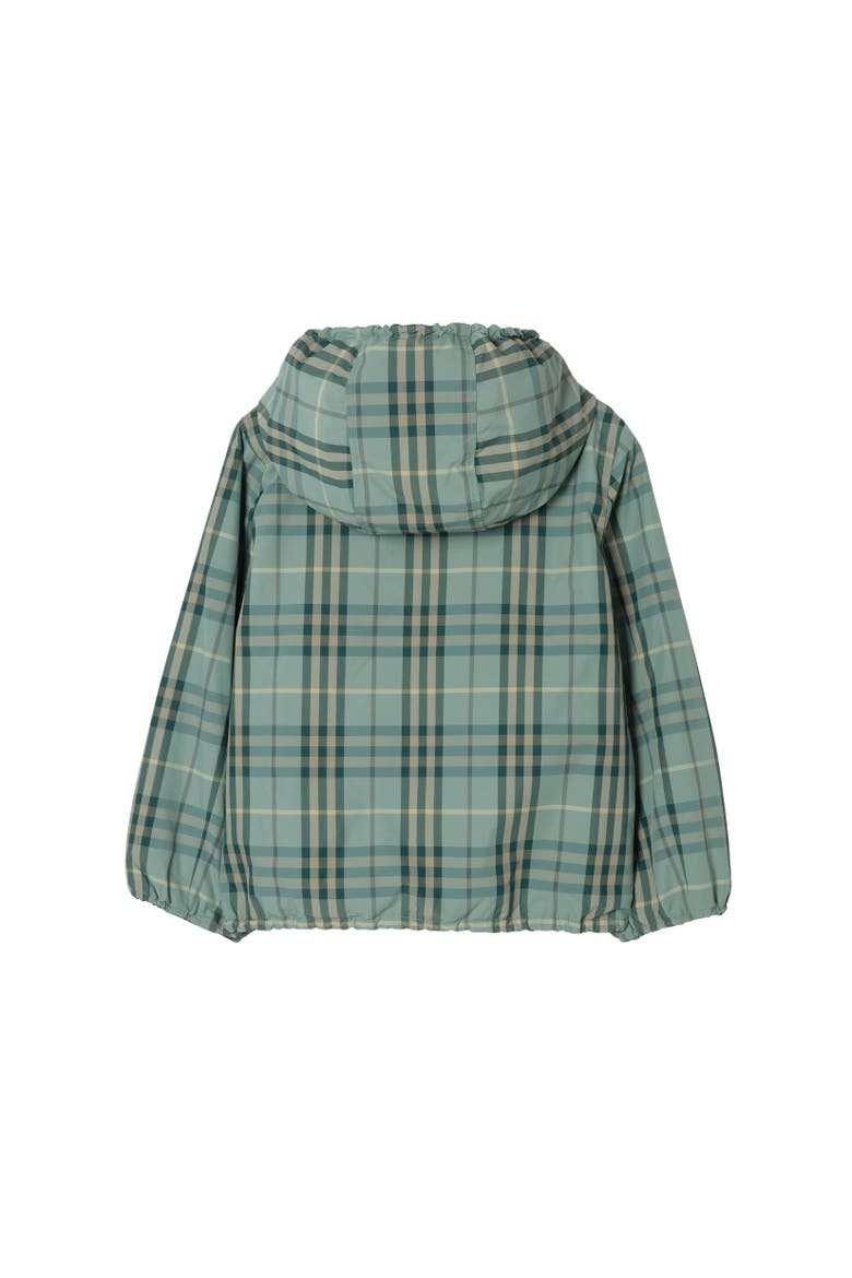 Reversible Check Hooded Jacket, Alternate, color, Gulf green
