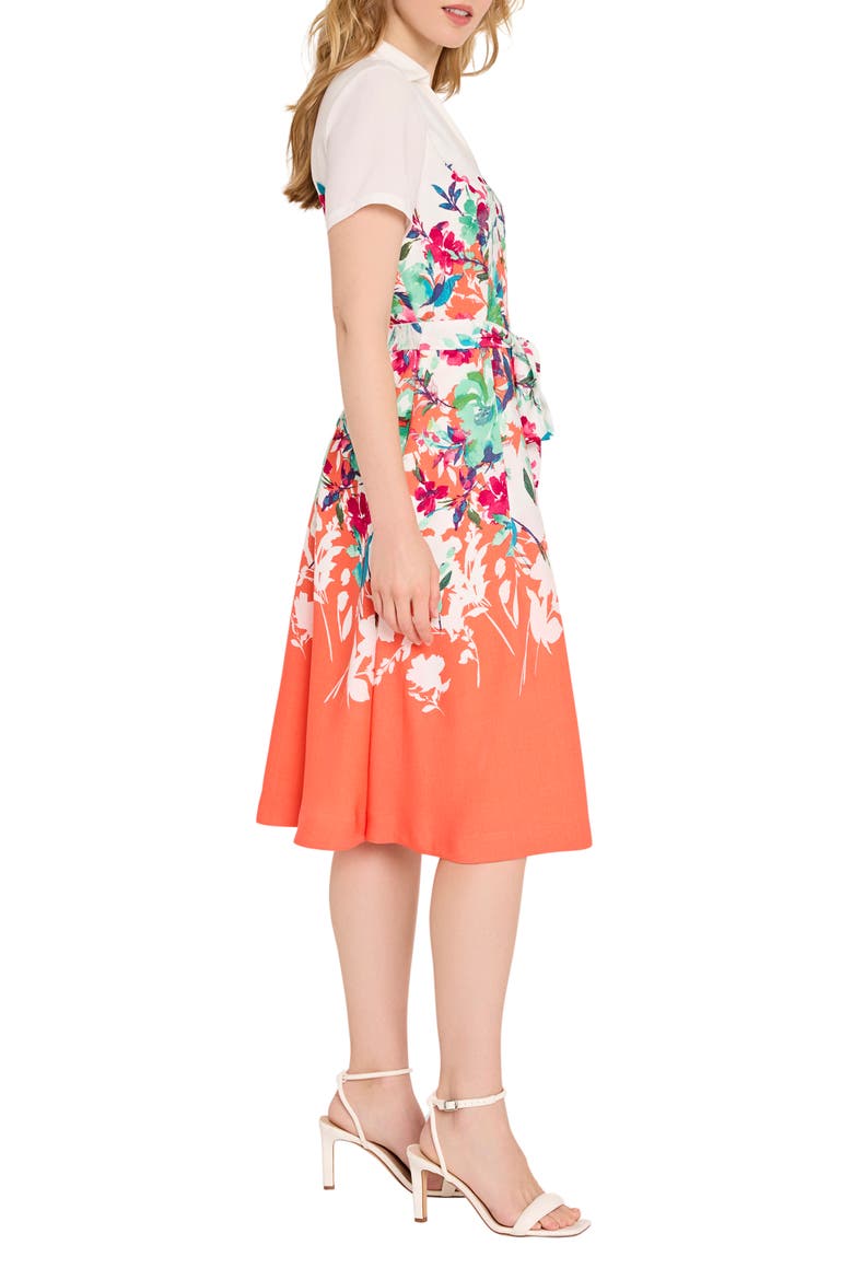 Floral Fit & Flare Dress, Alternate, color, CORAL FLORAL