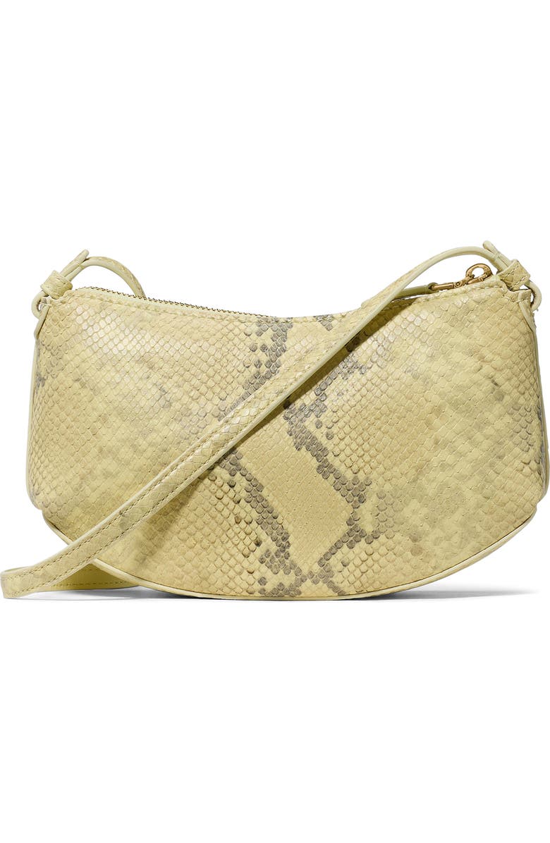 Kate Spade New York loop snakeskin embossed leather crossbody bag, Alternate, color, Pale Citron