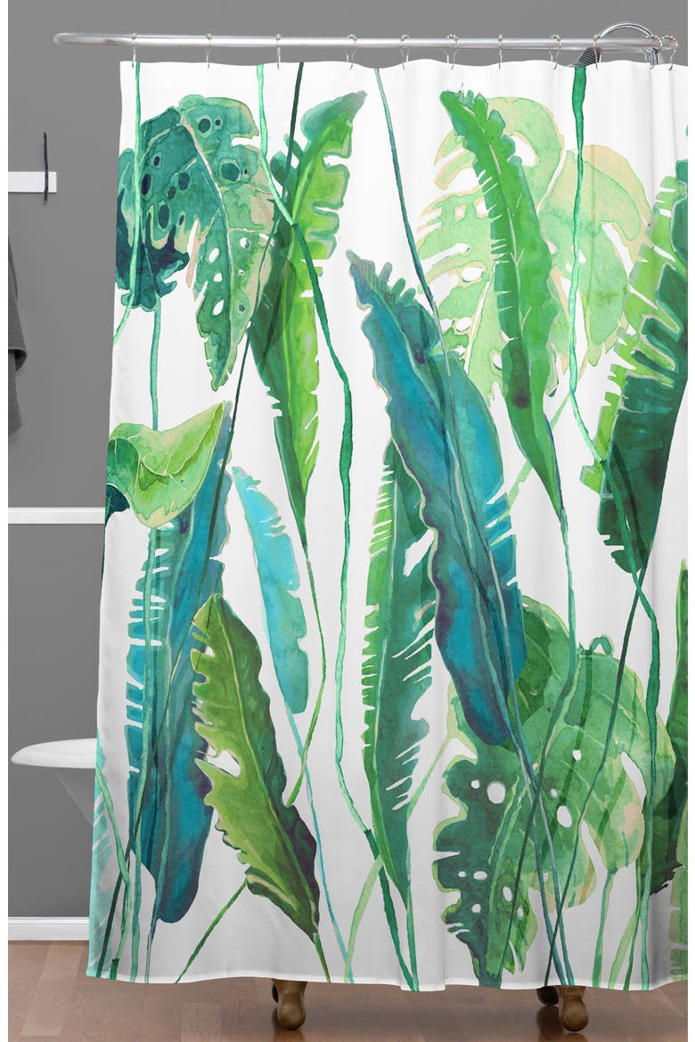 Leaves Shower Curtain, Alternate, color, GREEN