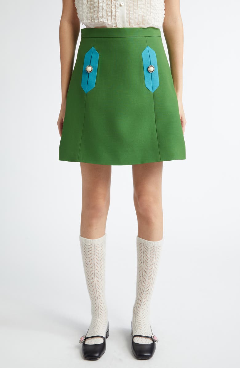 Valentino Garavani Contrast Pocket Crepe Couture Skirt, Main, color, 