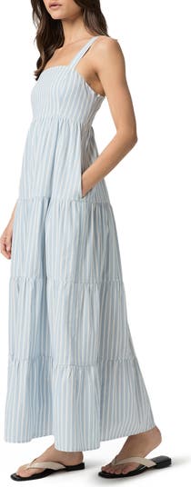 Ginseng Stripe Tiered Cotton Maxi Sundress