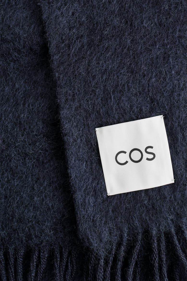Fringed Mohair Scarf, Alternate, color, NAVY