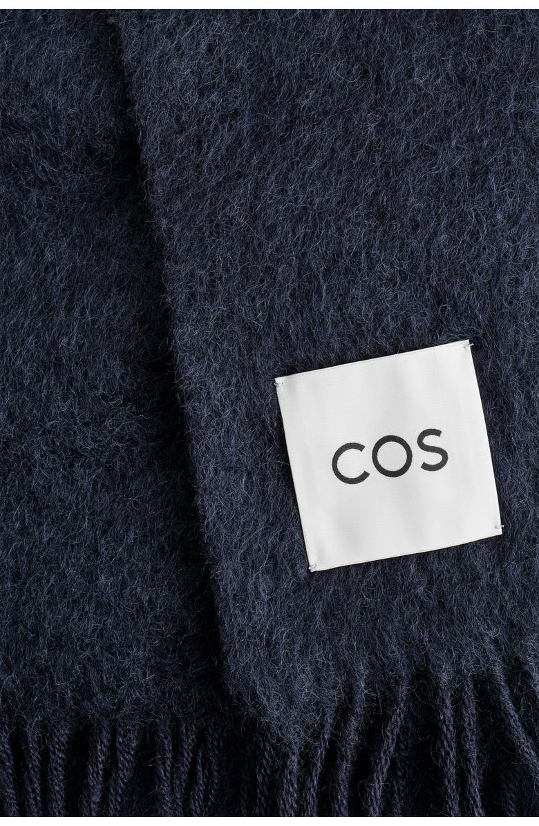 COS Fringed Mohair Scarf, Alternate, color, Navy