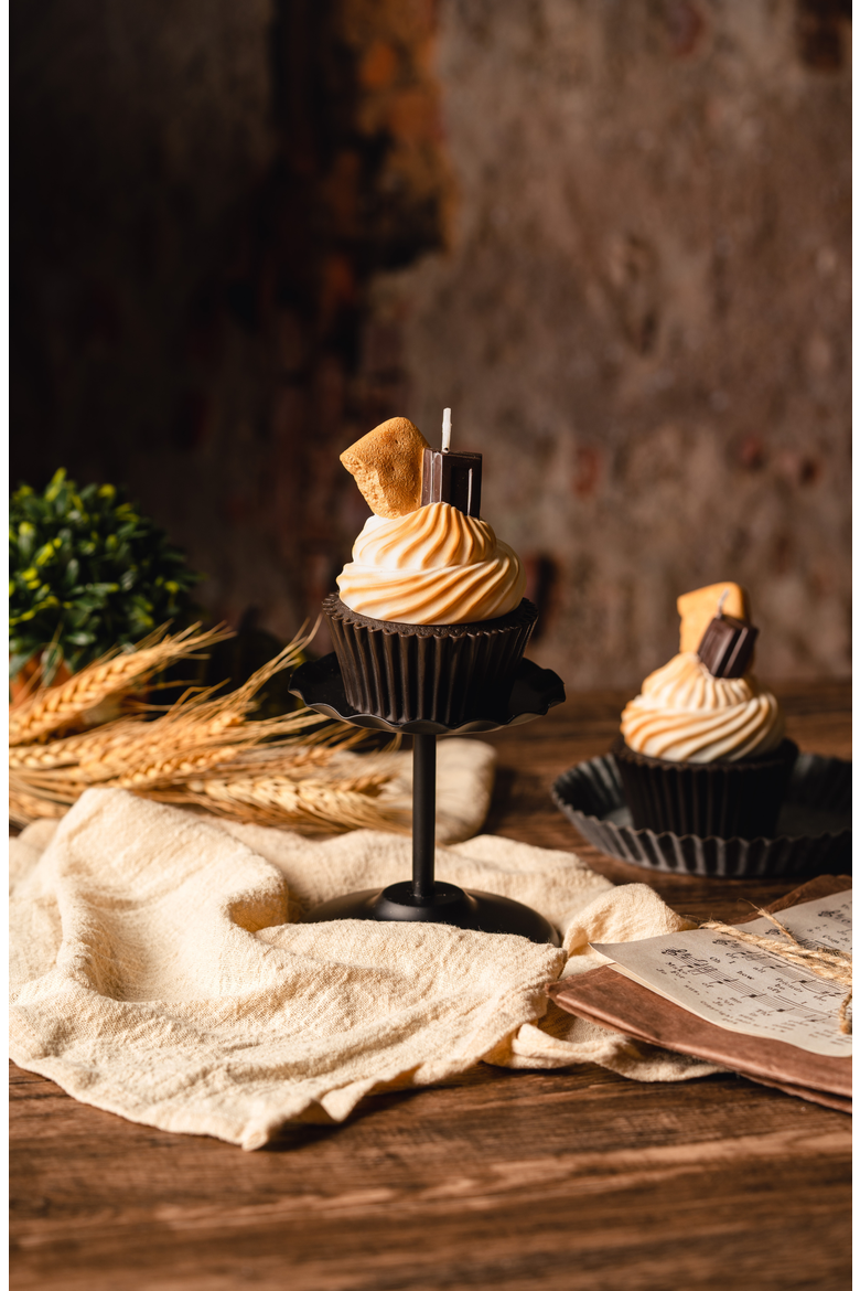 S'more Cupcake Candle, Alternate, color, Dark Brown / Tan