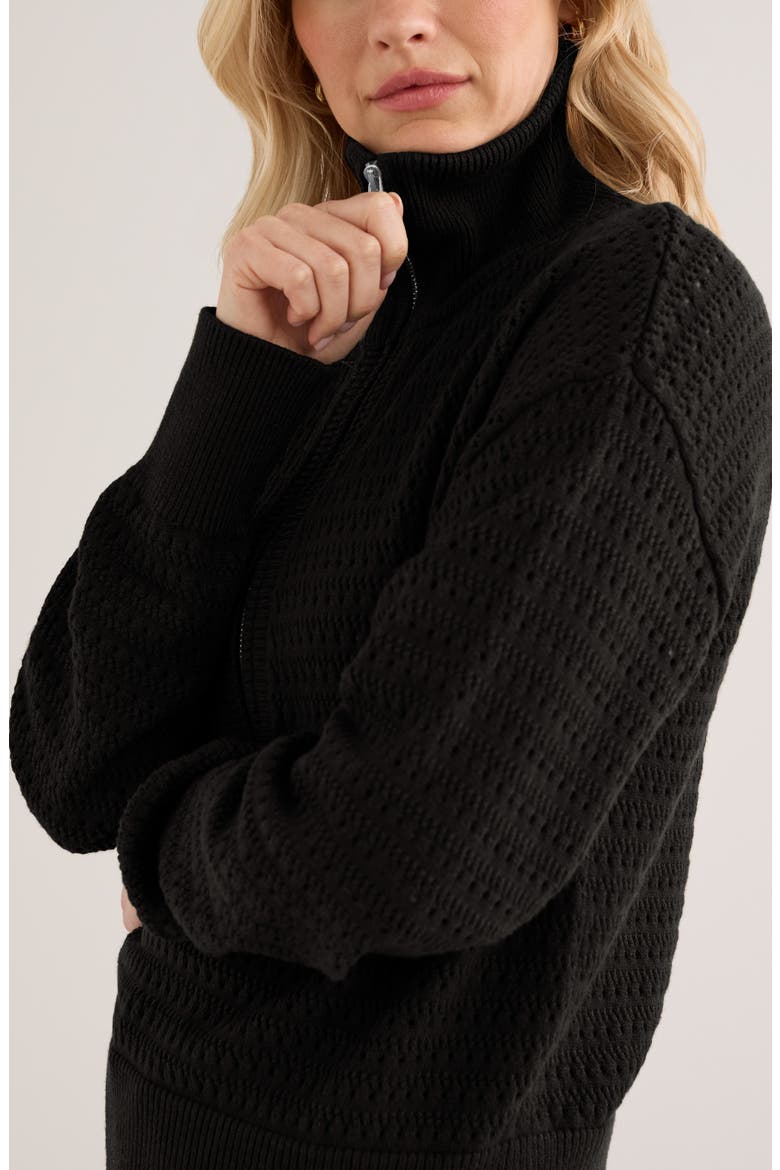 Darla Half Zip Sweater, Alternate, color, BLACK