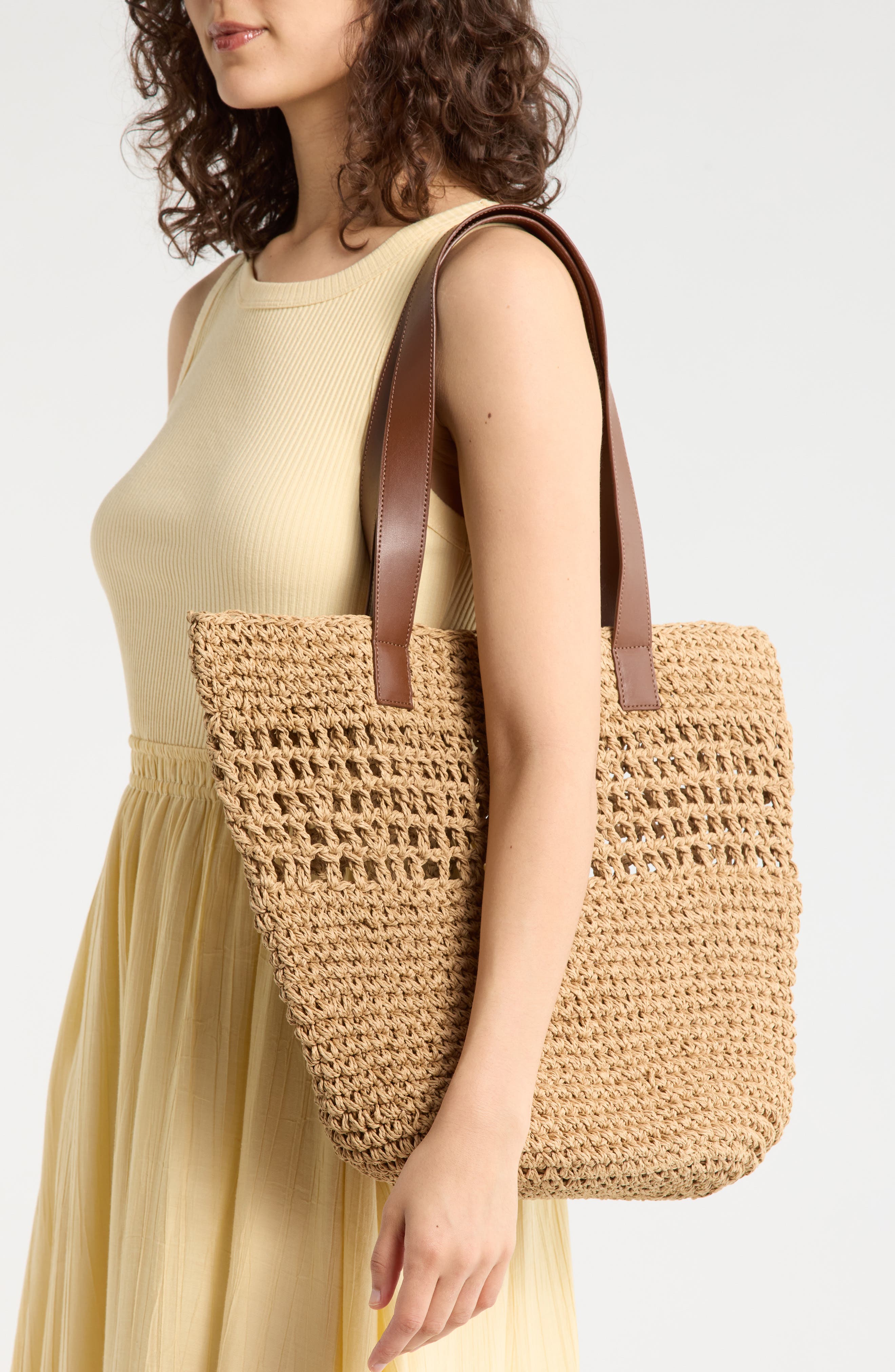 Collection XIIX Raffia Market Tote, Alternate, color, Natural