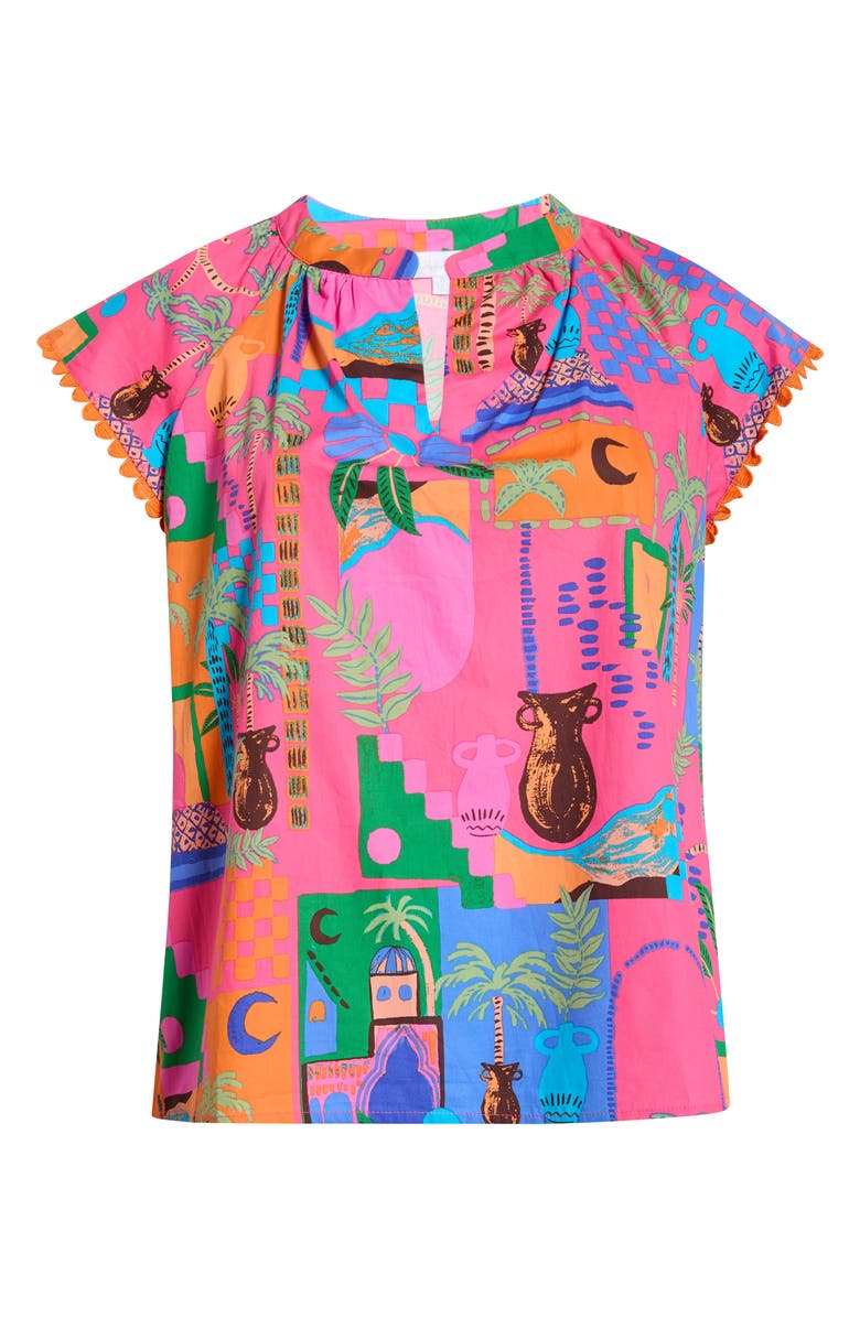 SUGARLIPS Lanus City Print Ayla Cotton Top, Alternate, color, Fuchsia-Multi