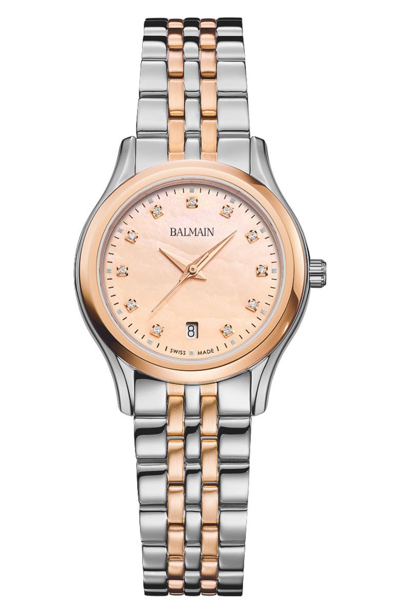 BALMAIN WATCHES Beleganza Diamond Bracelet Watch, 27.5mm, Main, color, Bicolor Stainless Steel And R