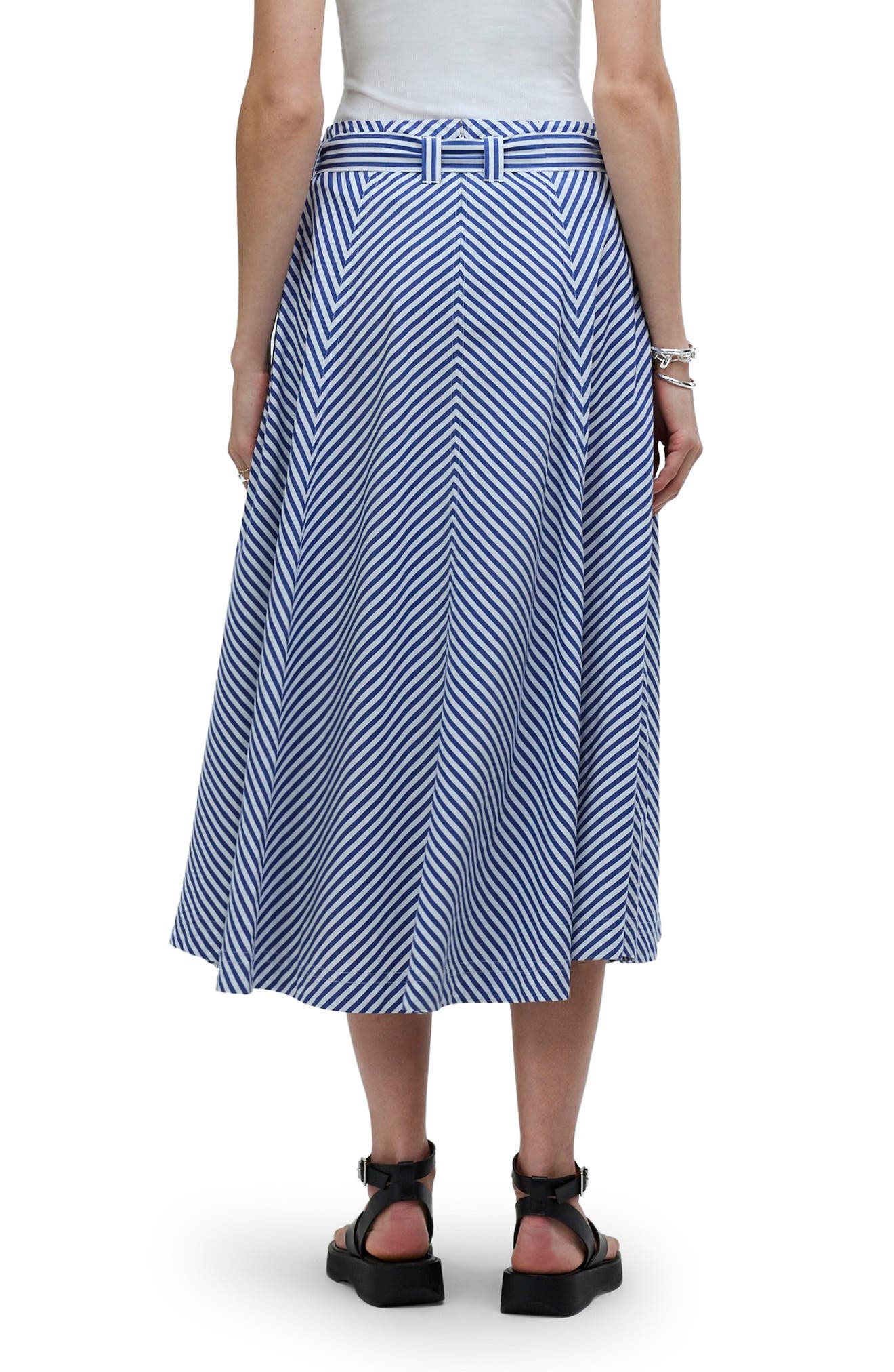 Stripe Flare Poplin Midi Skirt - image 2