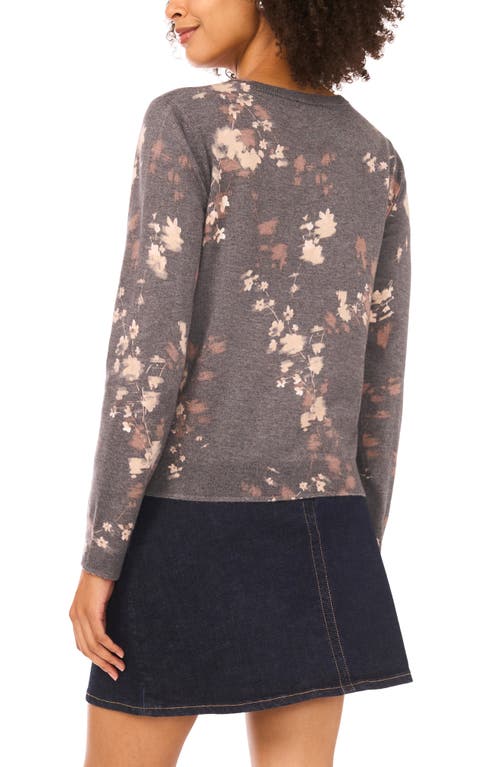 Vince Camuto Floral Cardigan In Gray