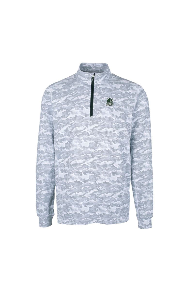Cutter & Buck Men's Cutter & Buck Charcoal Portland State Vikings Vault Big & Tall Traverse Camo Print Stretch Quarter-Zip Pullover Top, Alternate, color,
