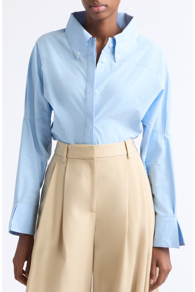 Contour Button Up Cotton Shirt, Alternate, color, PASTEL BLUE