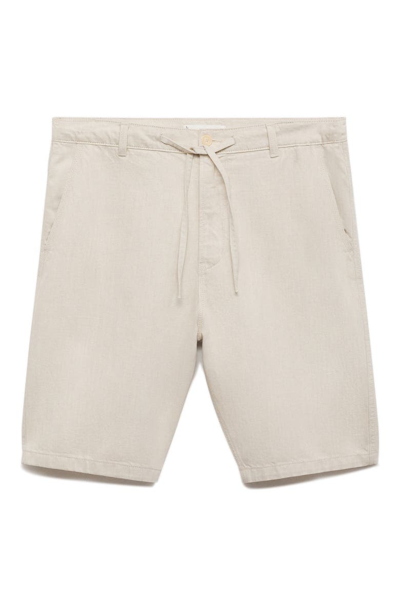 Drawstring Cotton & Linen Bermuda Shorts, Alternate, color, ECRU