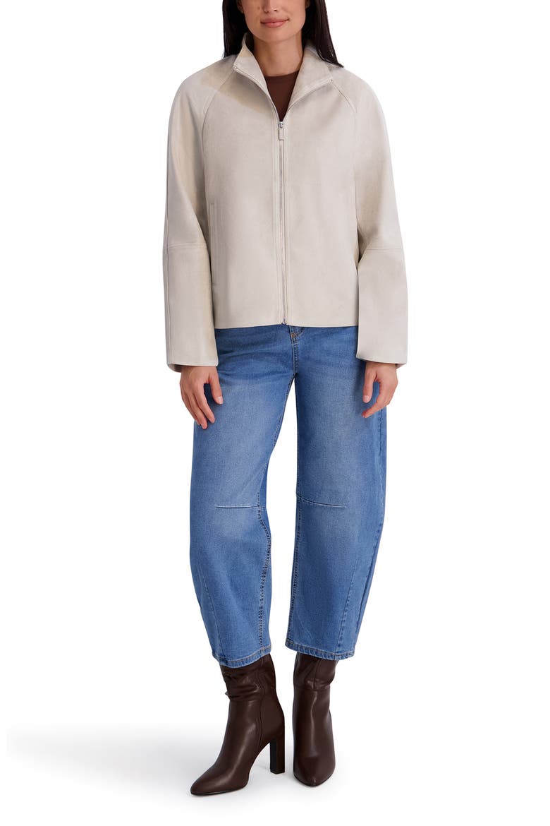 Faux Suede Scuba Jacket, Alternate, color, BONE
