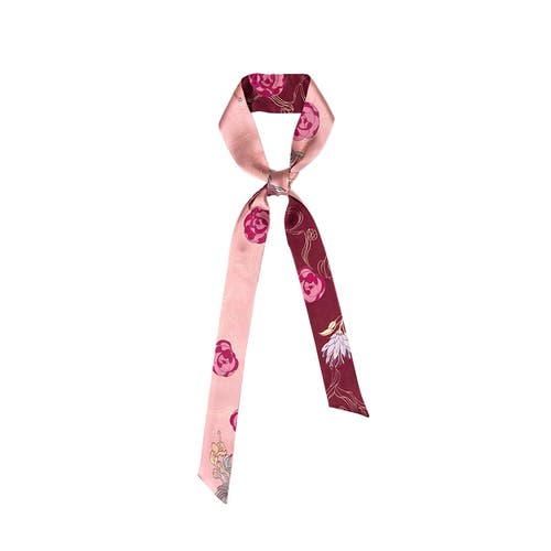 Lost Pattern Nyc "dream Hunter" Silk Skinny Scarf In Pink
