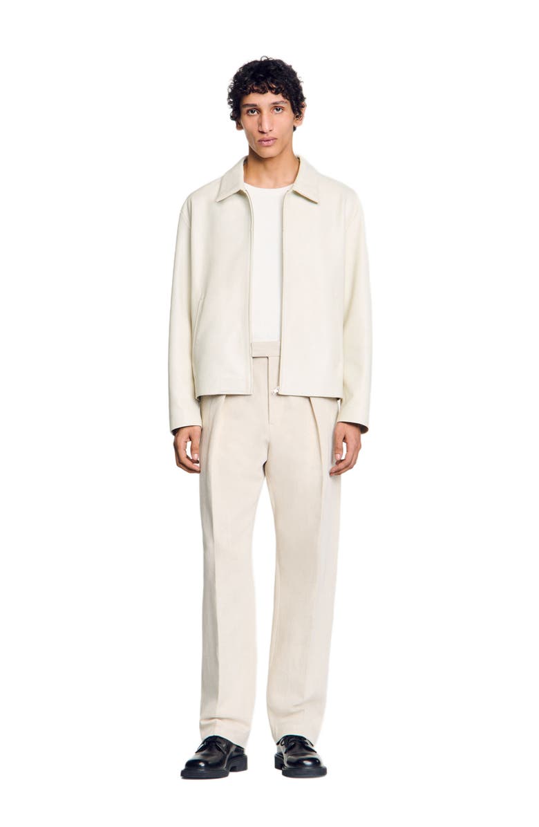 SANDRO Leather jacket, Alternate, color, Aluminum